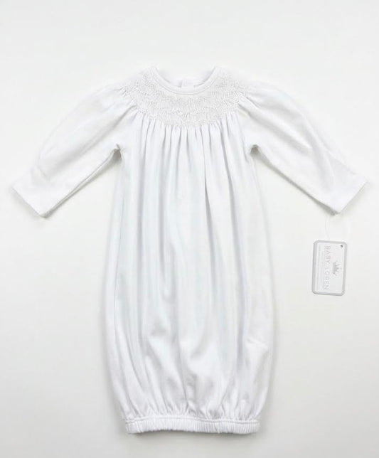 Baby Loren - White Smocked Neckline Gown