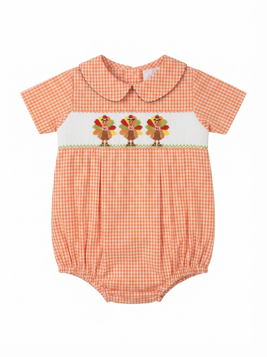 Silly Goose - Boy's Orange Smocked Turkey Bubble