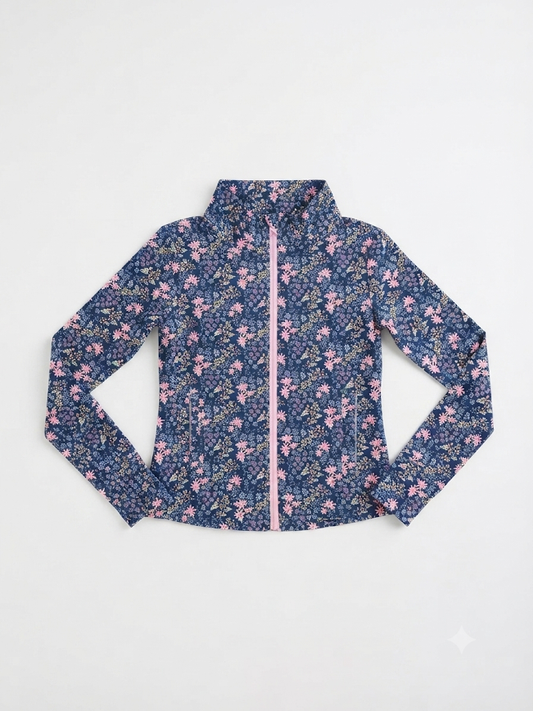 Swoon Baby - Navy Ditsy Active Zip Up Jacket