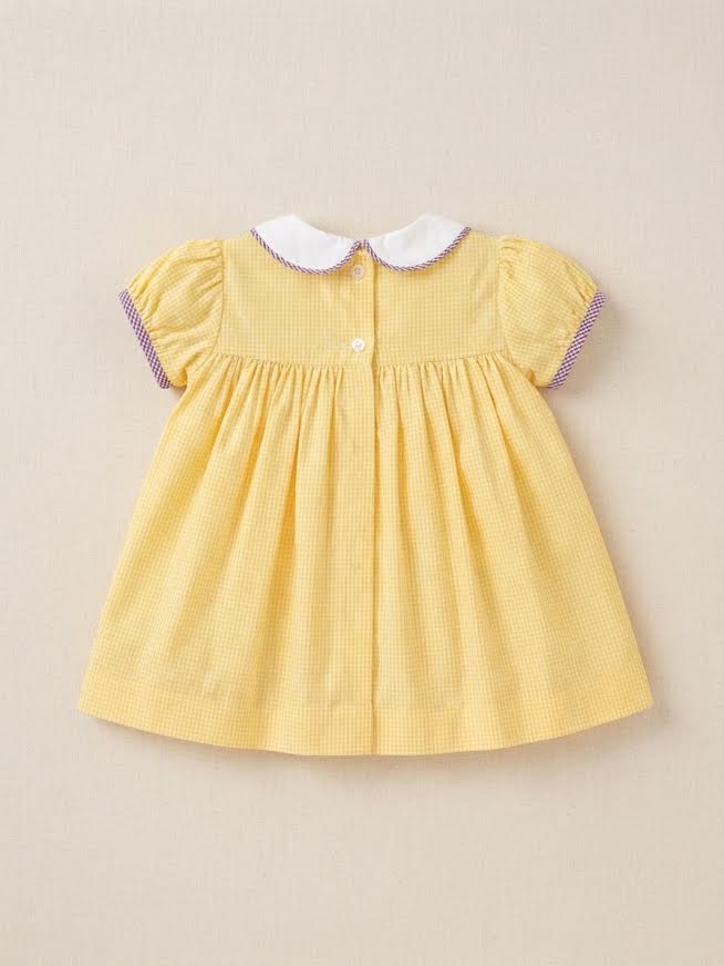 Lulu Bebe - Yellow Gingham Tiger Emb. Dress