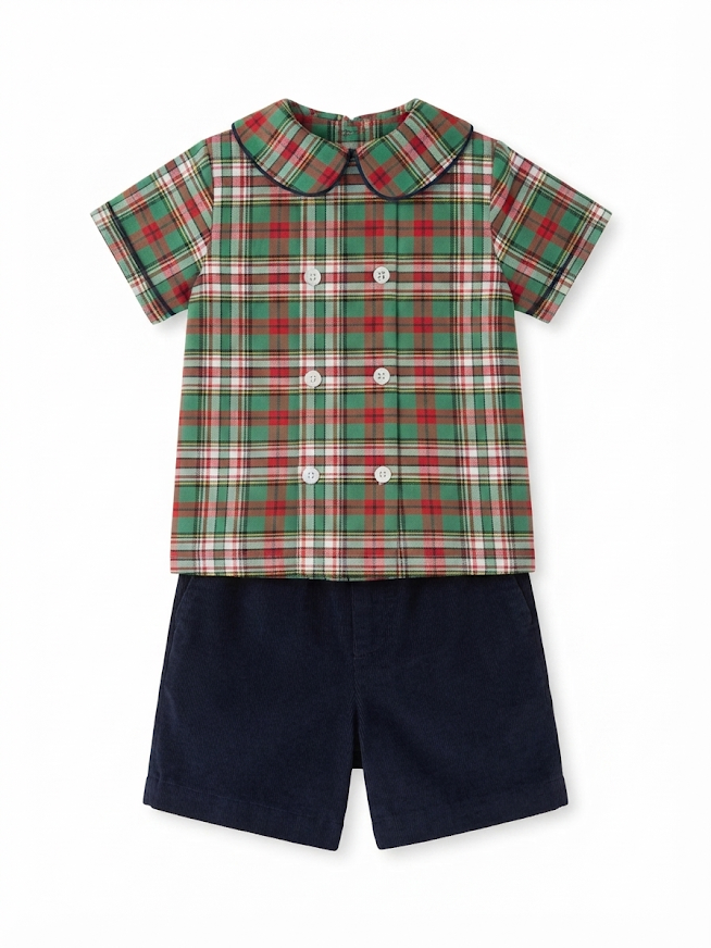 Bailey Boys - Boy's Christmas Plaid Dressy Short Set