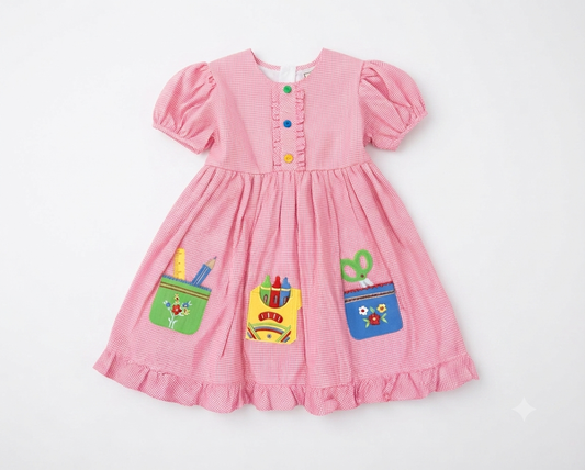 Cotton Kids - Pink Gingham Back to School Dress