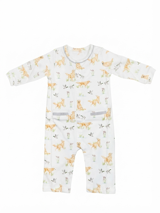 Baby Club Chic - Goldens & Mallards Printed Pima Playsuit