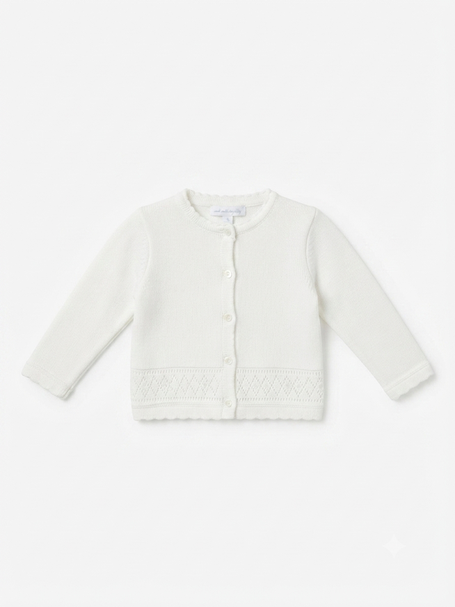Julius Berger - White Smocked Cardigan With Pearls