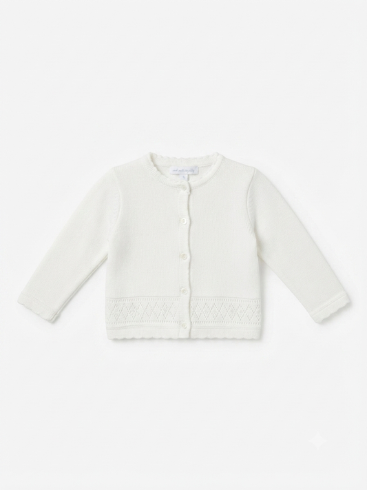 Julius Berger - White Smocked Cardigan With Pearls