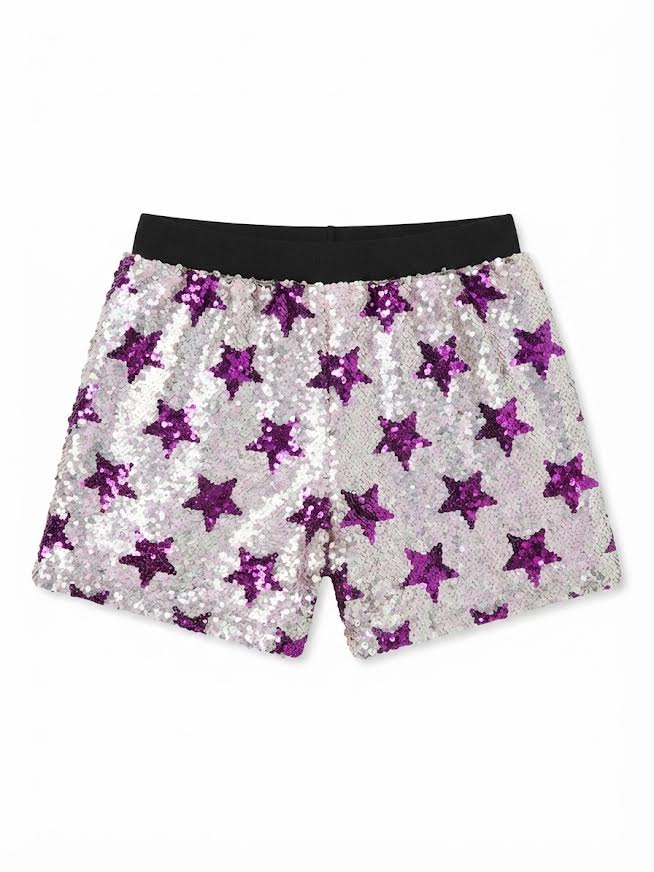M L Kids - Sequins Black/Gold - Purple/Gold Shorts