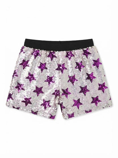 M L Kids - Sequins Black/Gold - Purple/Gold Shorts