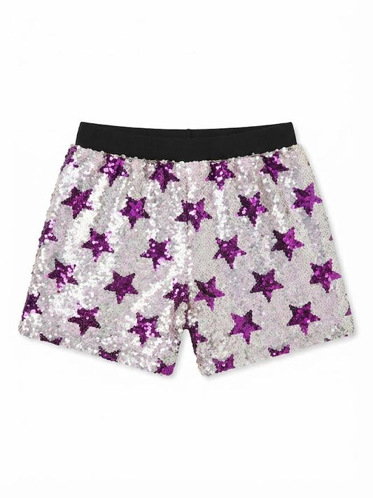 M L Kids - Sequins Black/Gold - Purple/Gold Shorts