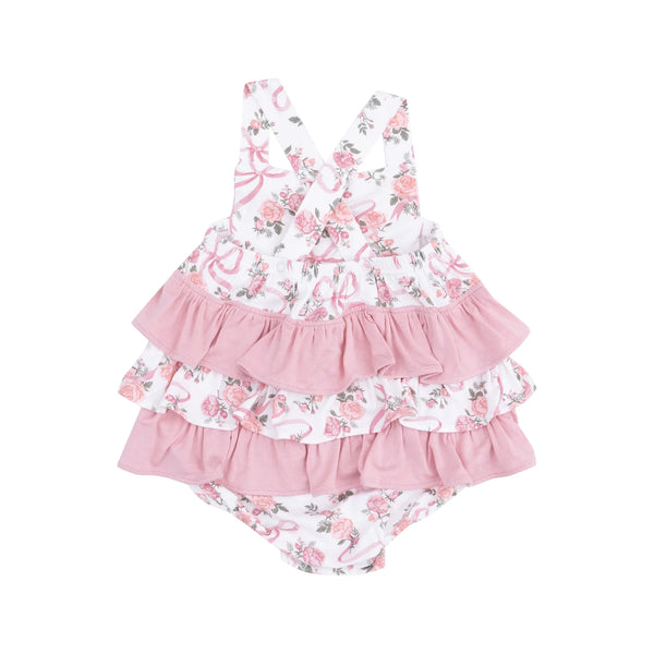 Angel Dear - Ribbon and Flowers Ruffle Sunsuit