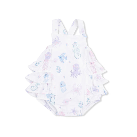Angel Dear - Floral Sea Creatures - Ruffle Sunsuit