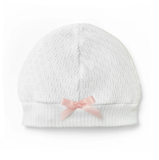 Paty - Pink Knit Beanie With Bow