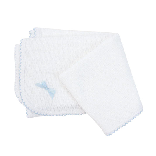 Paty - Blue Trim Swaddle Knit Baby Blanket
