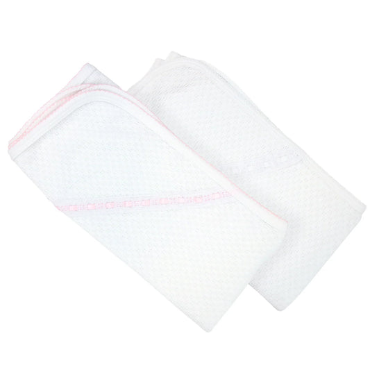 Paty - Pink Knit Swaddle Blanket with Eyelet