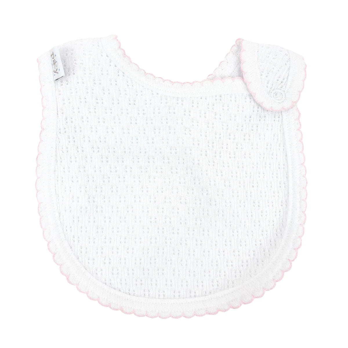 Paty - Pink Trim One Shoulder Snap Bib
