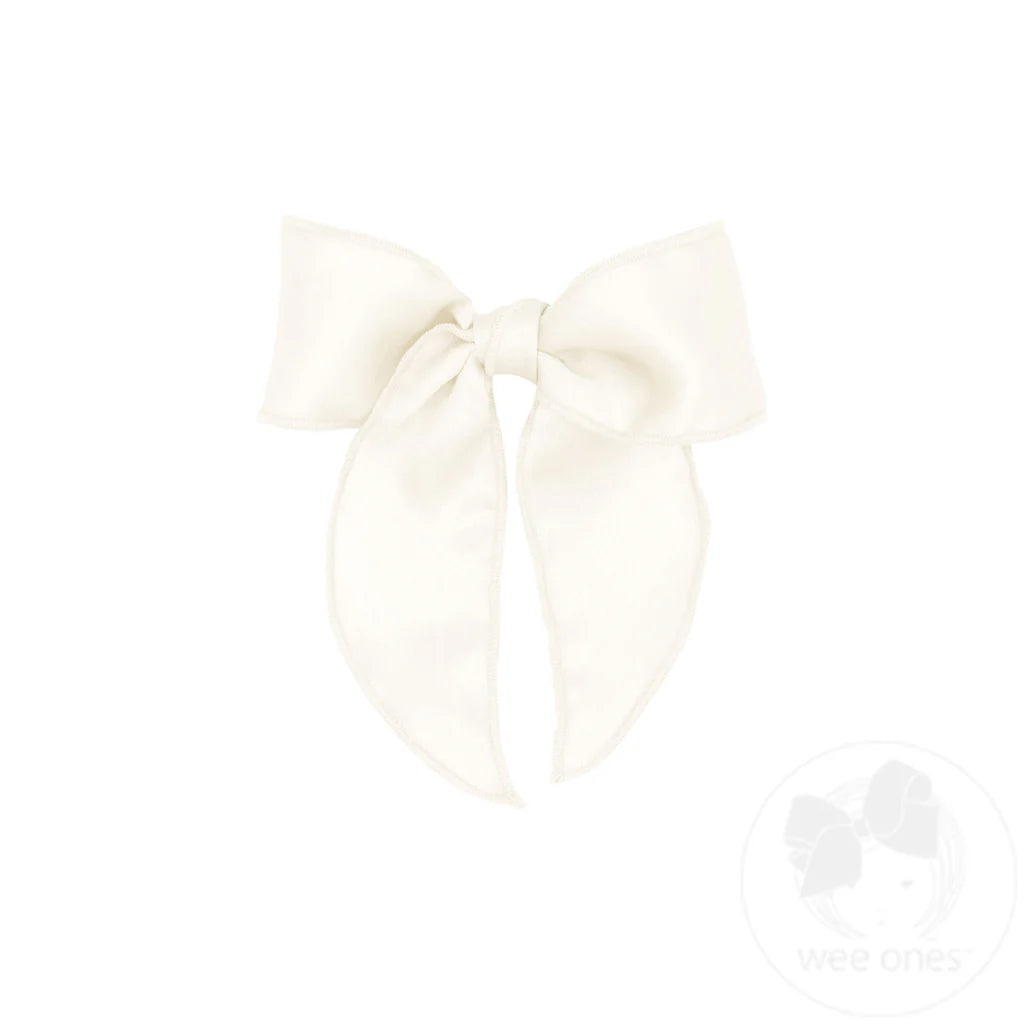 Wee Ones - Medium Off White Satin Bow