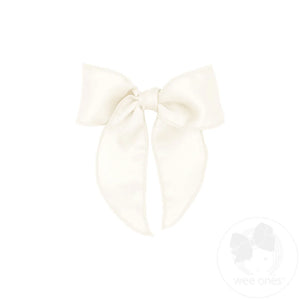 Wee Ones - Medium Off White Satin Bow