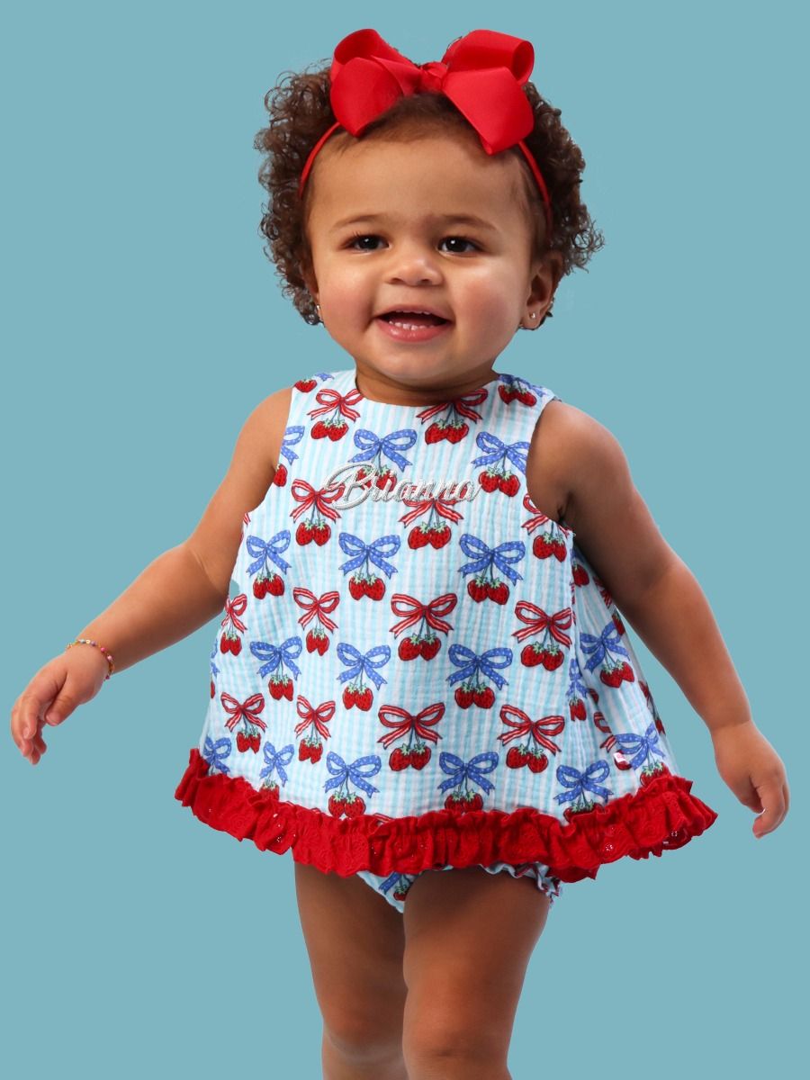 Rufflebutts - Berries & Bows Cotton Gauze Swing Top and Bloomer Set