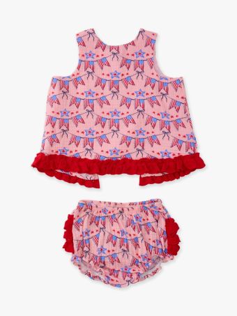 Rufflebutts - American Sweetheart Cotton Gauze Swing Top and Bloomer Set