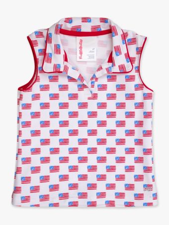 Rufflebutts - Freedom Flags Sleeveless Polo Active Top