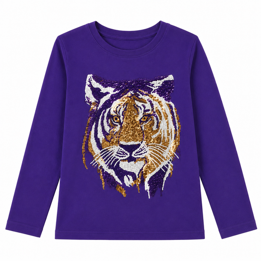 Belle Cher - Purple LSU Long Sleeve Tiger Shirt