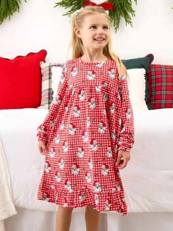 RuffleButts - Red Dear Santa Pajama Night Gown