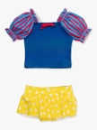 Rufflebutts - Princess Puffed Sleeved Skirted 2pc Yellow + Blue