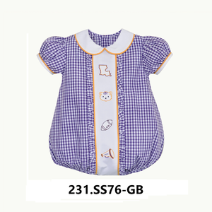 Tigers Football Gingham Girls Bubble