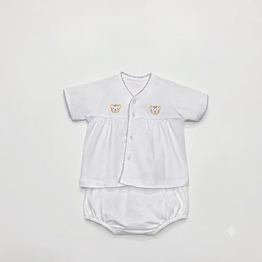 Southern Saturday - White Tiger Print Bloomer Set