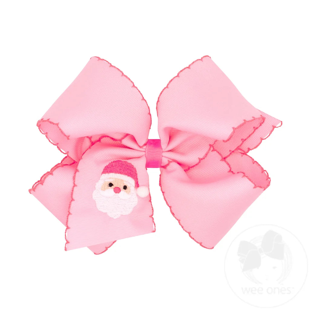 Wee Ones - King Pink Santa Emb. Bow