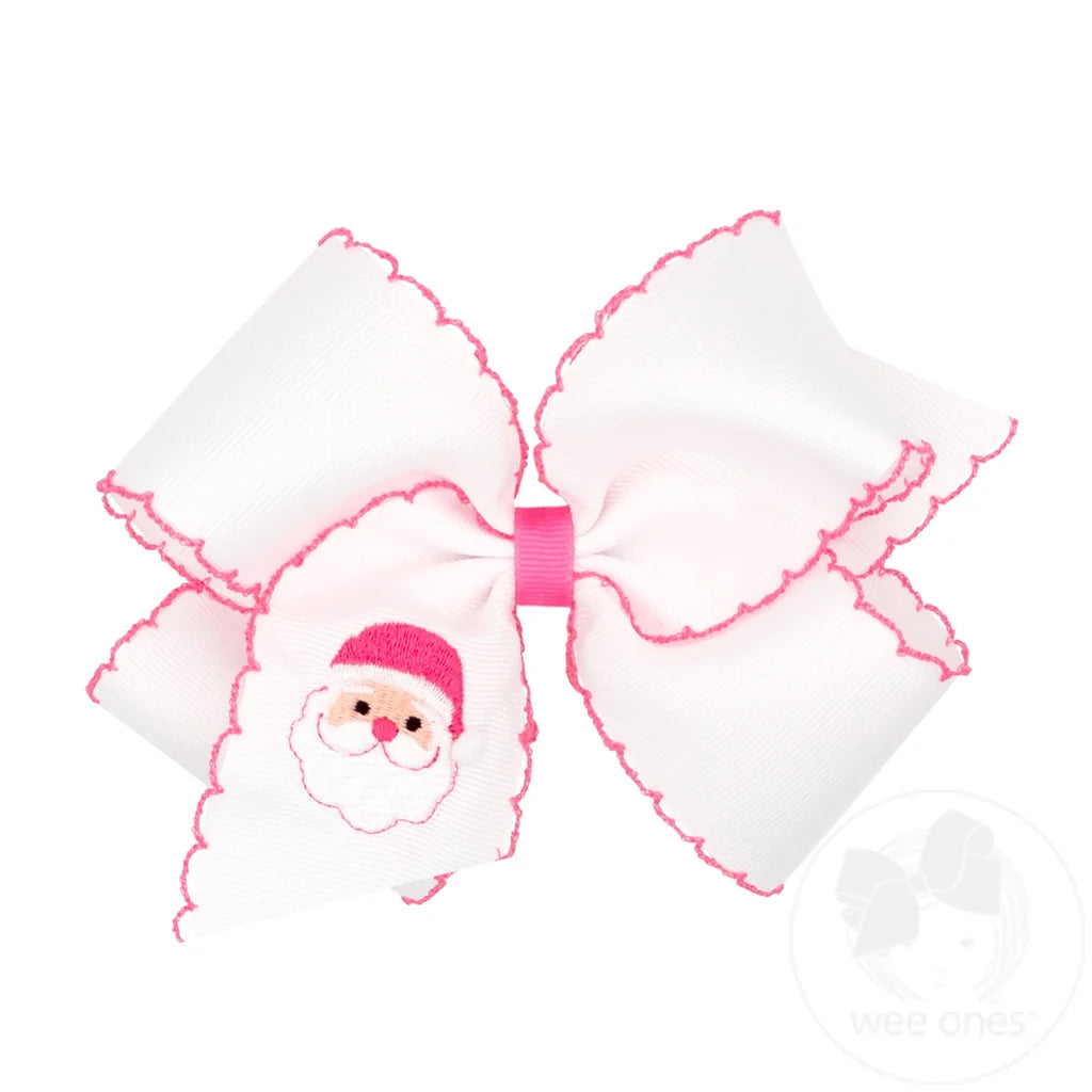 Wee Ones - King White Emb. Santa Bow