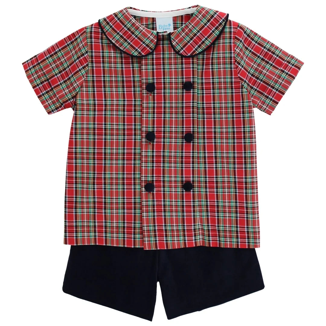 Bailey Boys - Tartan with Navy Cord - Dressy Short Set