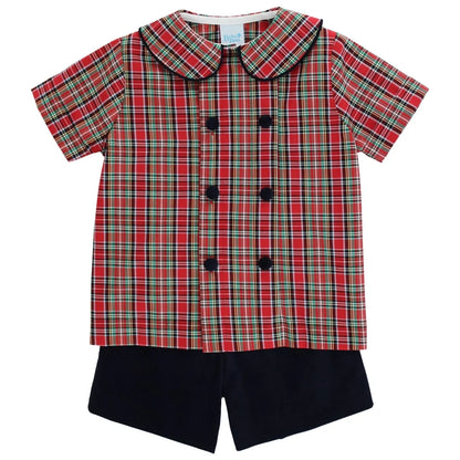 Bailey Boys - Tartan with Navy Cord - Dressy Short Set