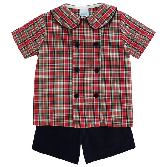 Bailey Boys - Tartan with Navy Cord - Dressy Short Set