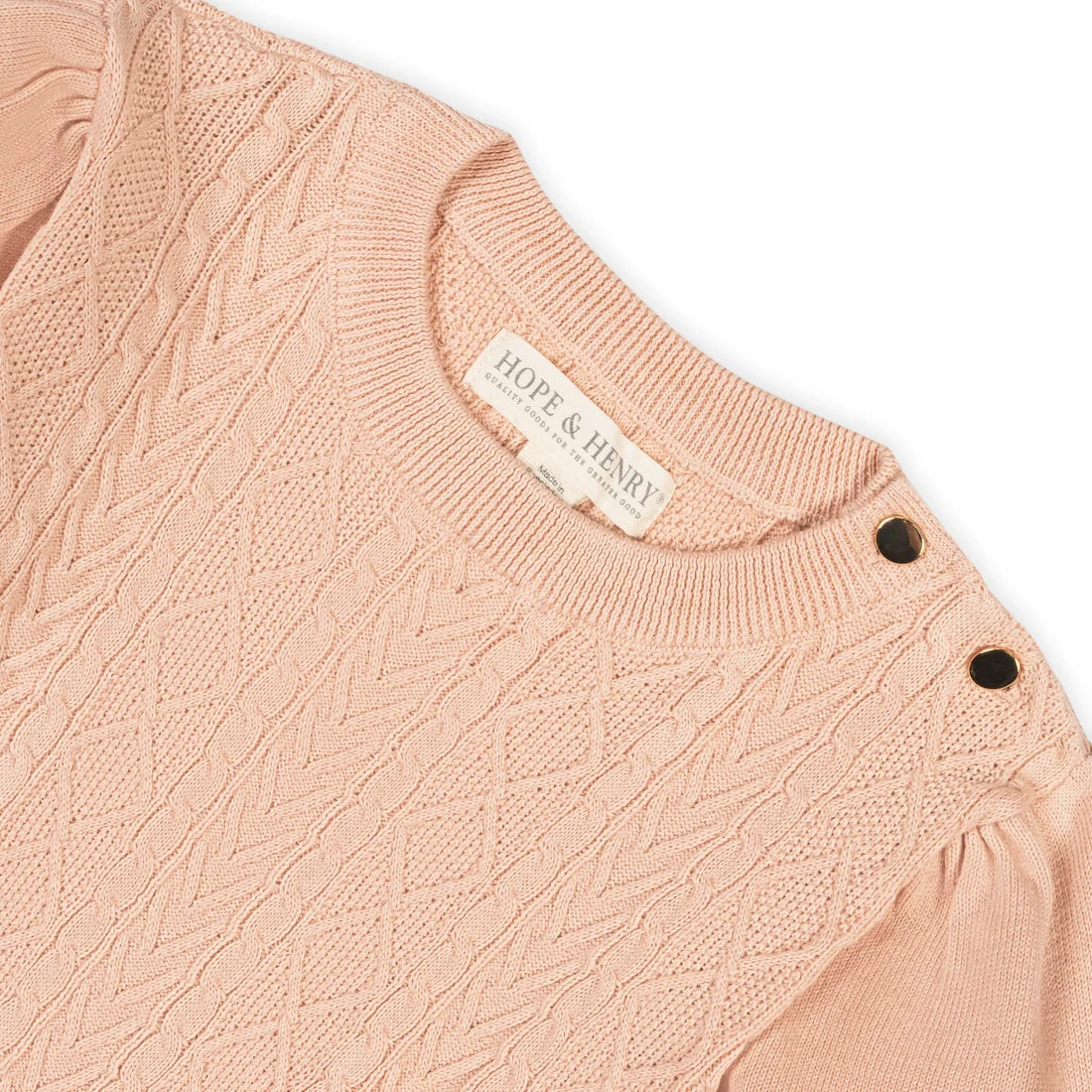 Hope & Henry - Blush Organic Cable Bodice Sweater Dress