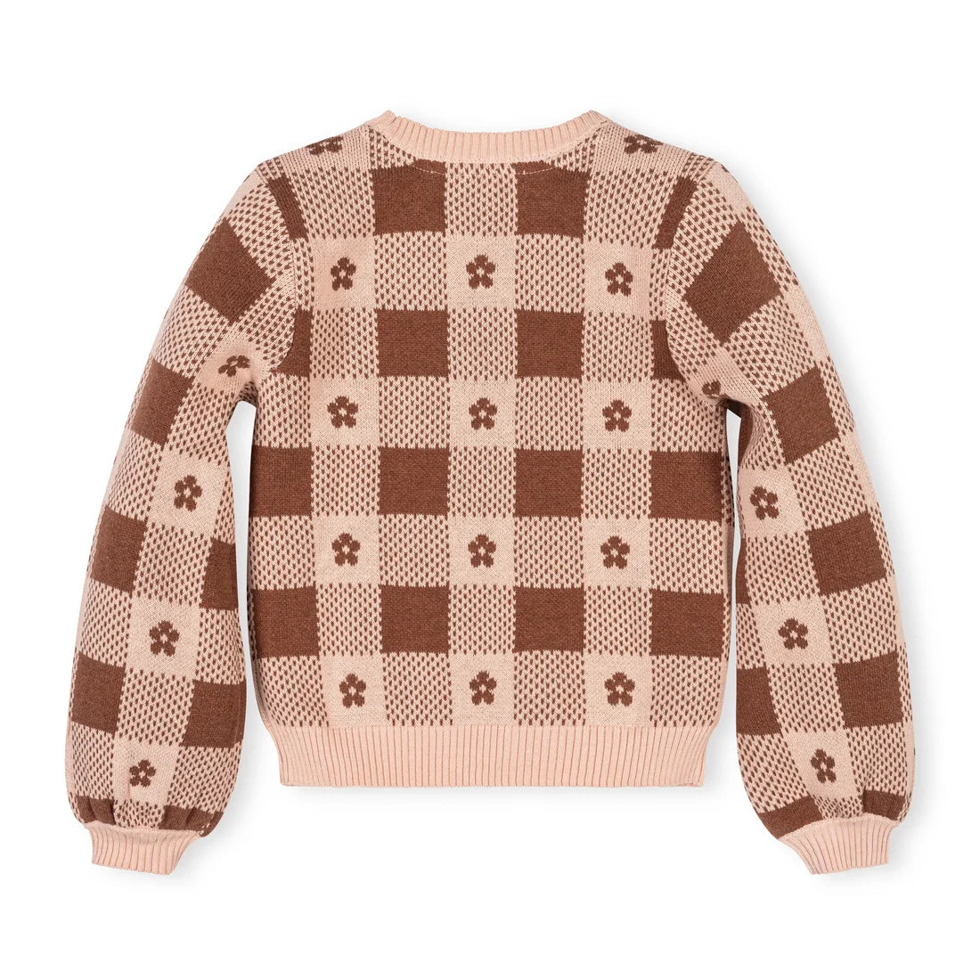 Hope & Henry - Cinnamon Heather Organic Bow Detail Intarsia Sweater