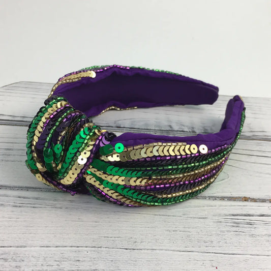SongLily - Mardi Gras Sequin Knot Headband
