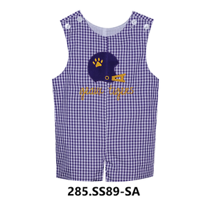 Football Helmet Applique Gingham Shortall