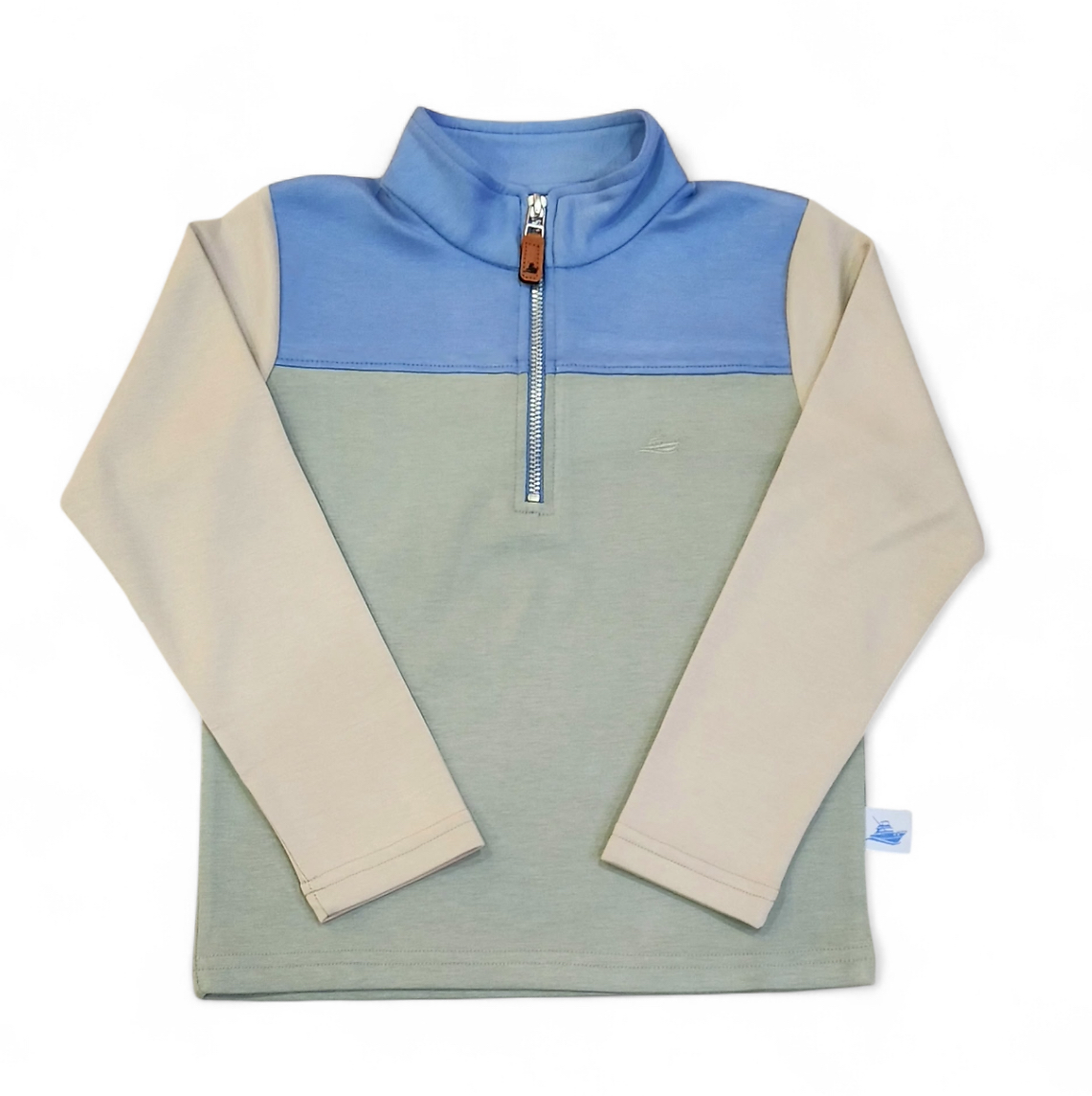 South Bound - ColorBlock Pullover - Blue Green Khaki