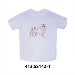 Purple and Gold Embroidered Tiger Shirt