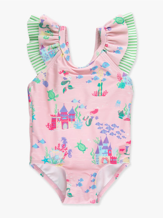 RuffleButts - Atlantis Mermaids Bow Swimsuit