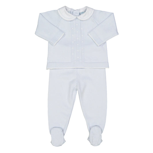 Feltman Brothers - Blue Pique Collar Dot Knit Set