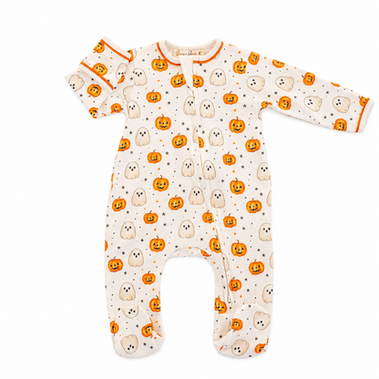 Magnolia Baby - Pumpkin & Boo Zip Footie