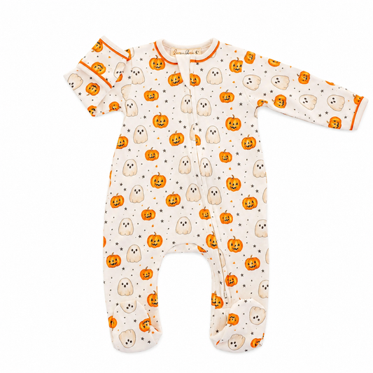 Luna & Arlo - Pumpkin & Boo Zip Footie