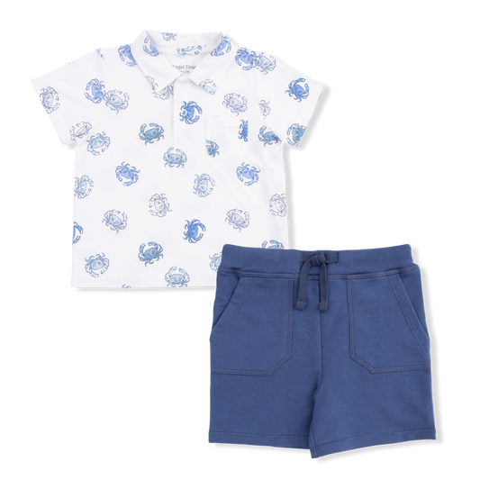 Angel Dear - Blue Crabs Polo Short Set