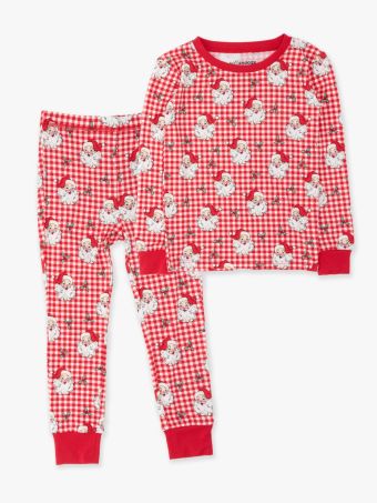 RuffleButts - Red Dear Santa Long Sleeve Pajama Set