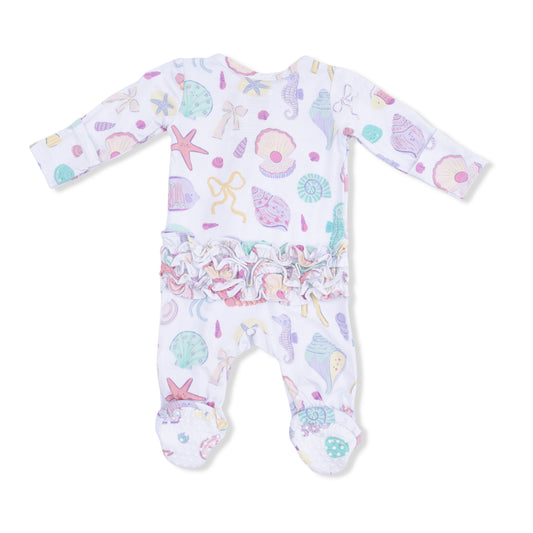 Angel Dear - Beach Days - 2 Way Ruffle Back Zipper Footie