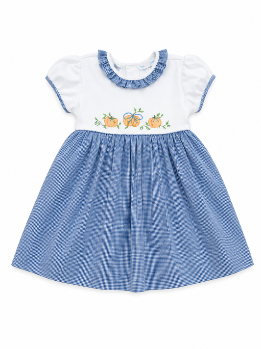 Lulu Bebe - Blue/White gingham pumpkin