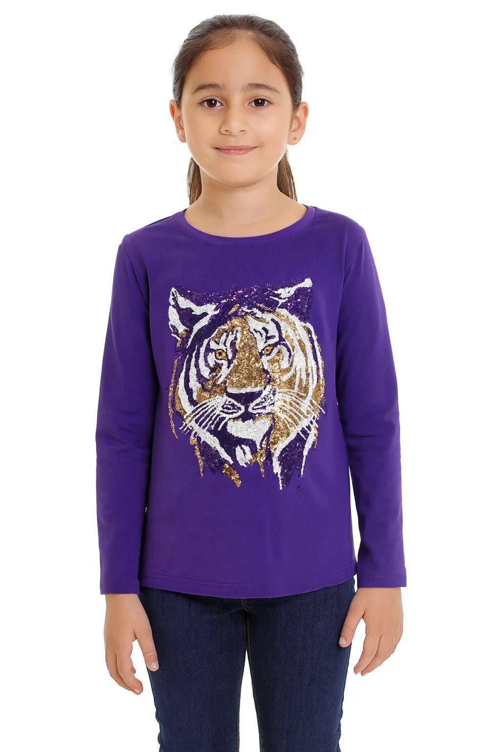 Belle Cher - Purple LSU Long Sleeve Tiger Shirt