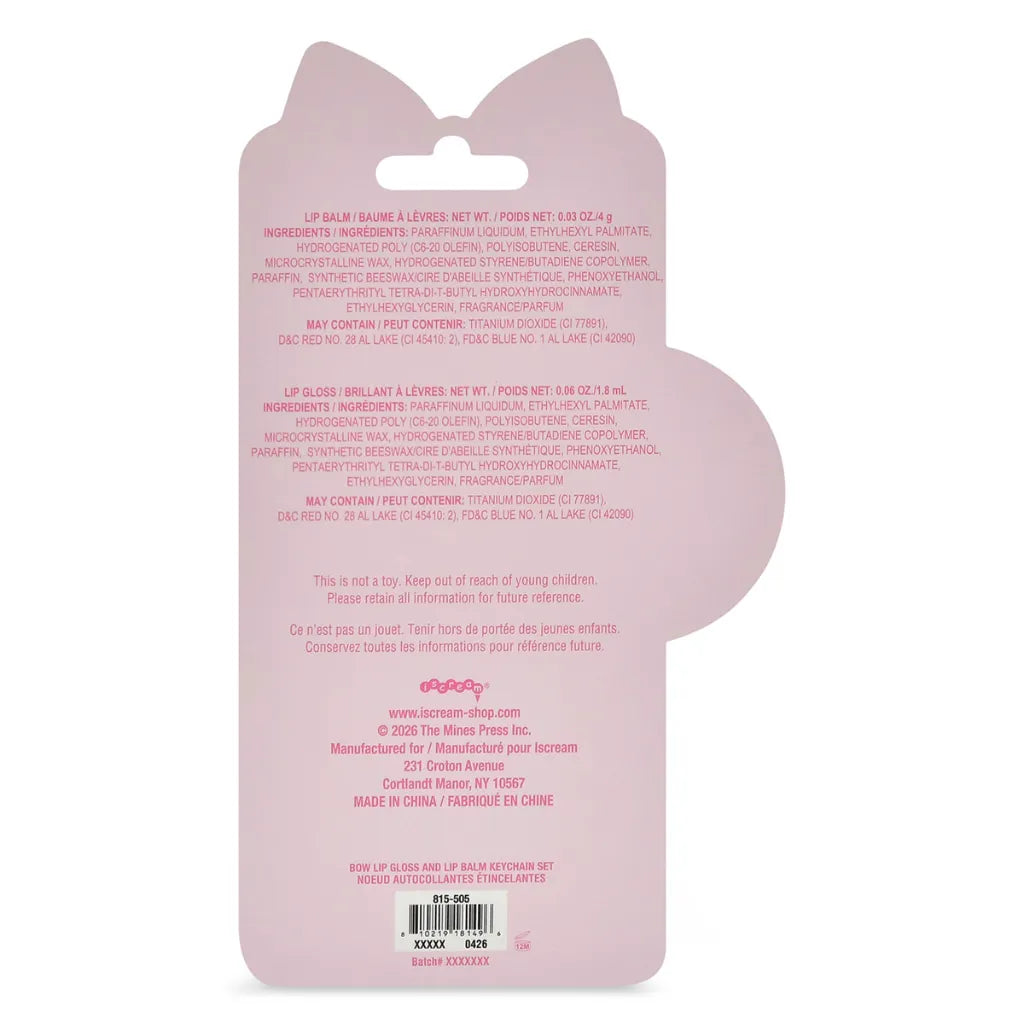 Iscream - Bow Lip Gloss & Lip Balm Key Chain Set