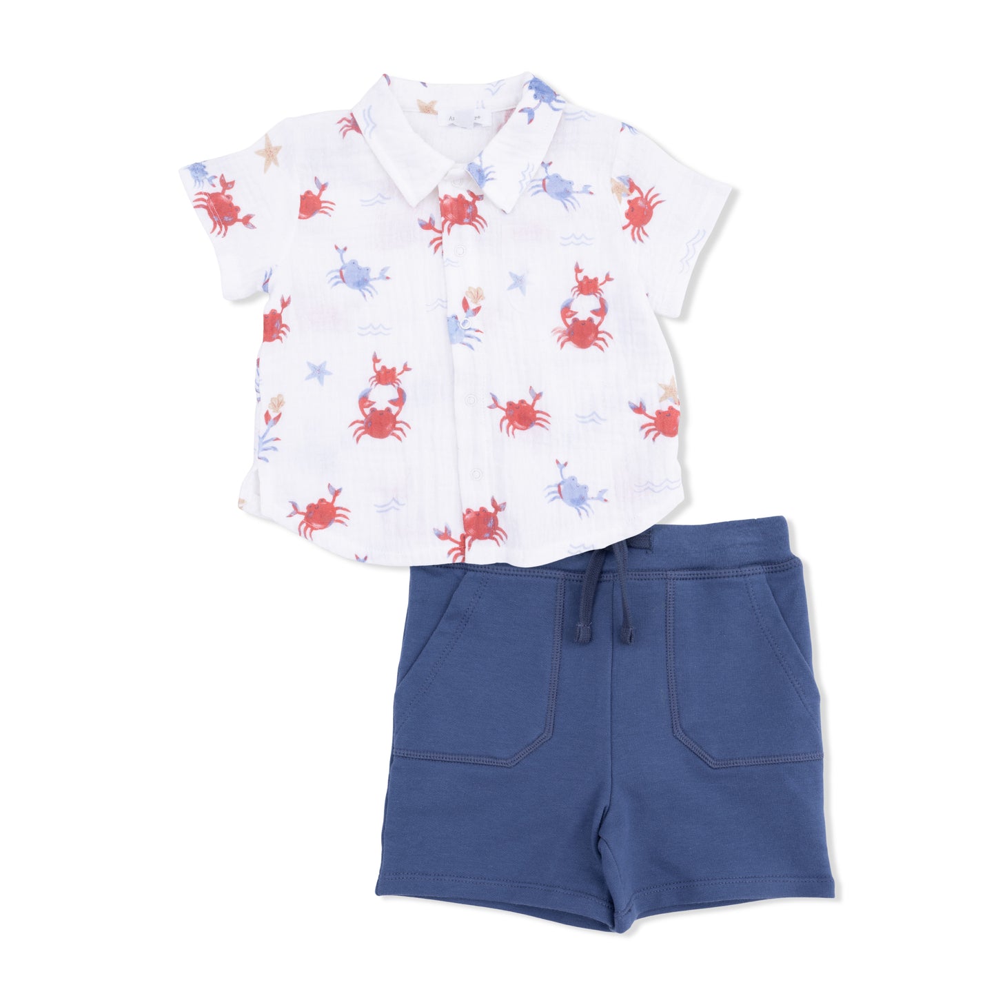 Angel Dear - Crayon Crabs - Polo Button Up with Everyday Short